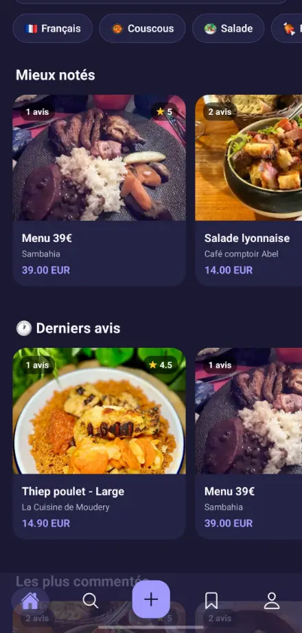 DishRank — écran d’accueil